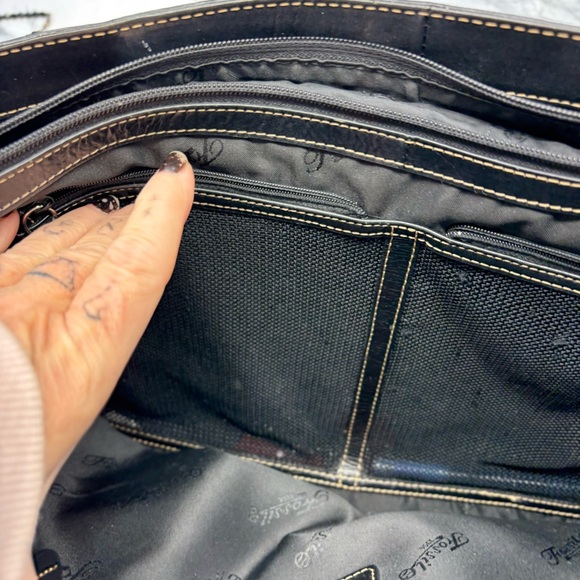 Fossil Black Leather Tote Computer Laptop Briefcase Bag with Top Handles Zipper - Picture 12 of 15